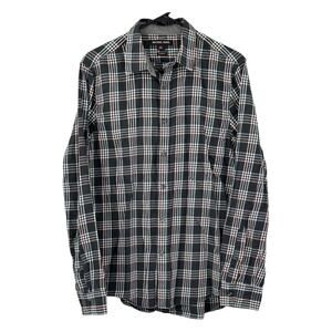 Michael‎ Kors Shirt Mens Medium Button Up Gray Plaid 100% Cotton Preppy Office